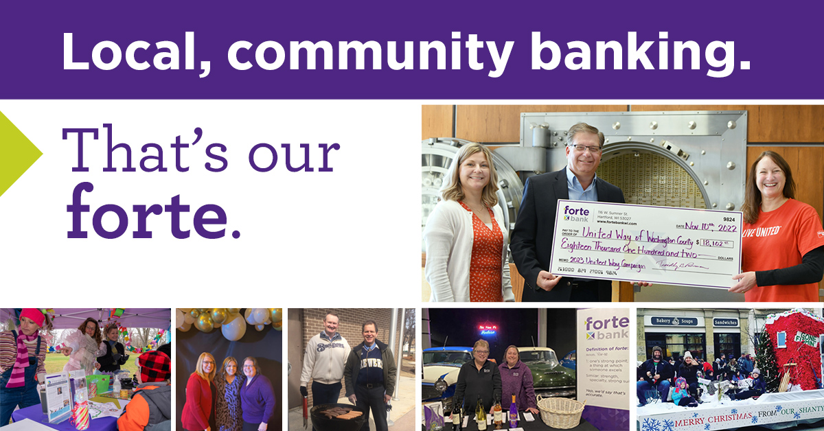 Photo collage of Forte Bank employees in the community