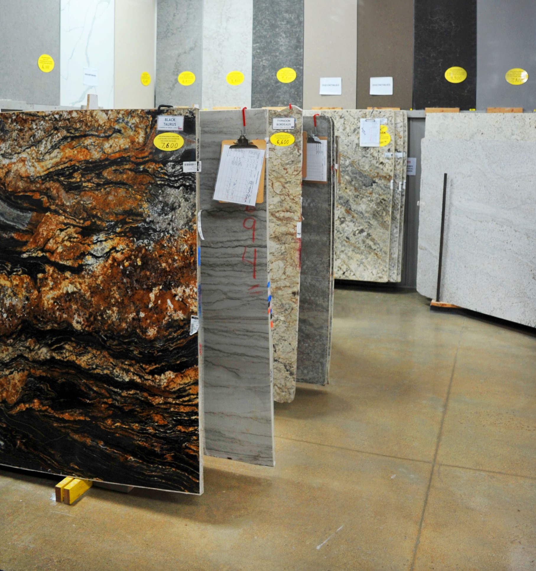 Slabs of granite at Bedrock Granite & Tile