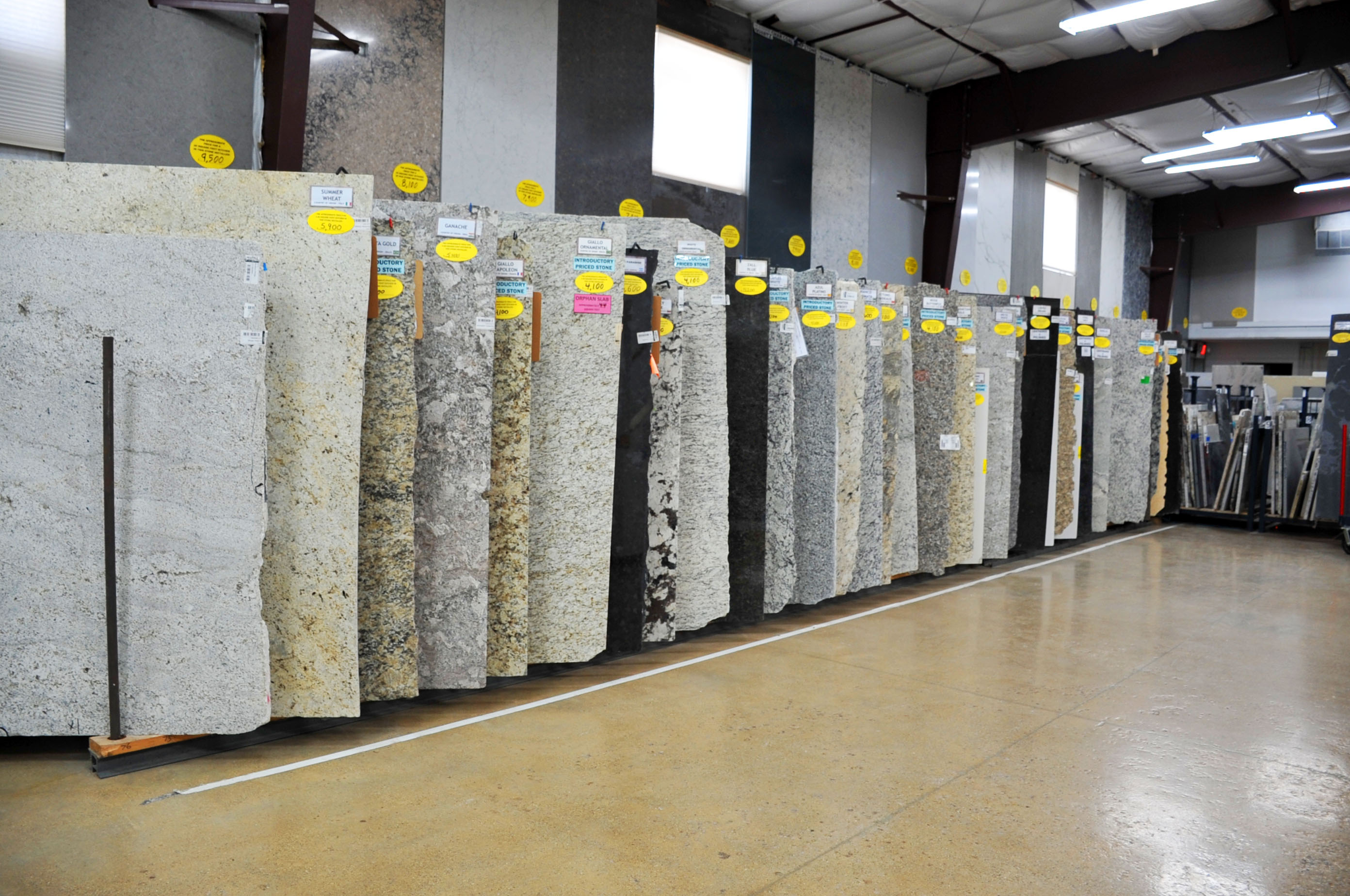 Granite samples at Bedrock Granite & Tile