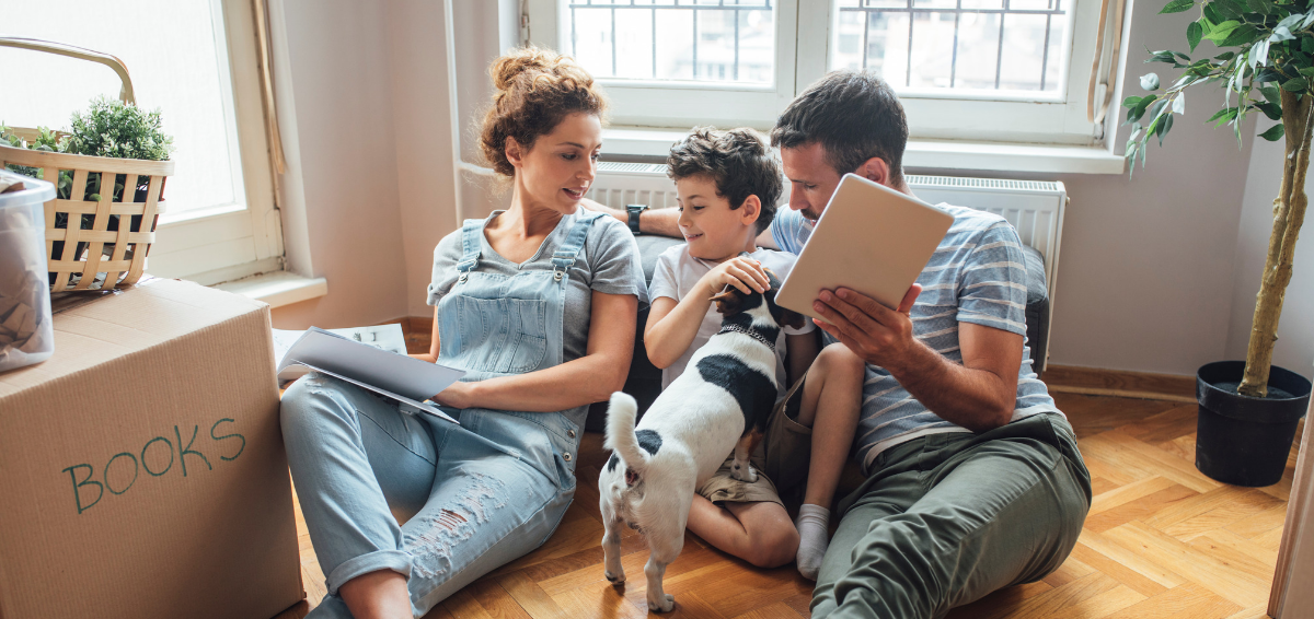 Family in new home