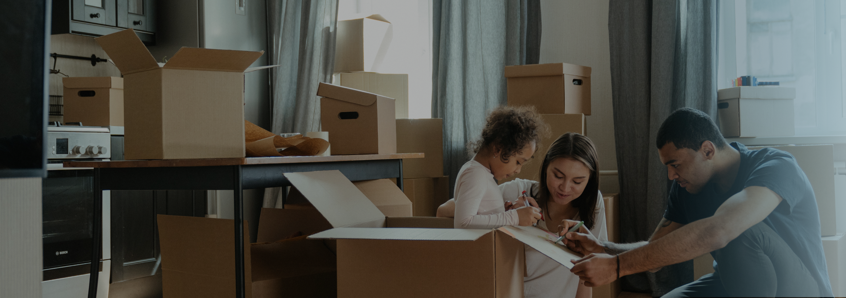 New house with boxes